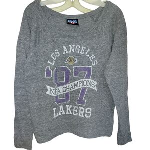 Vintage Junk Food LA Lakers 1987 NBA Champions Wide Neck Long Sleeve Top Size Lg